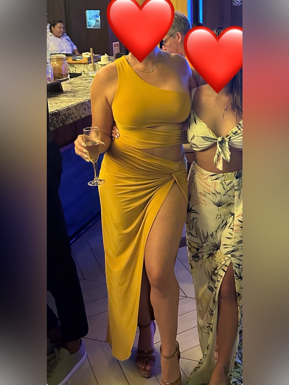 Jluxlabel Mustard One-Shoulder Maxi Dress with Side Knot - Picture 3 of 3